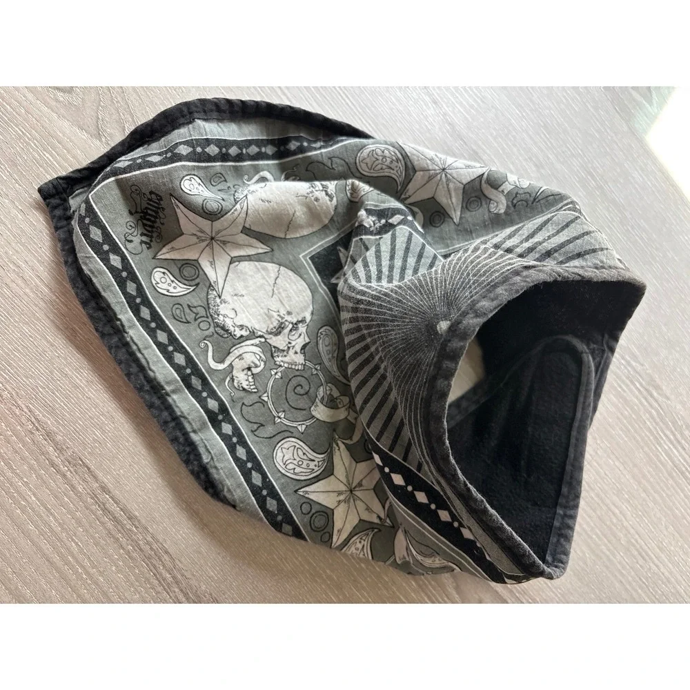 Empire Skull Star Bandana Face Mask Fleece Lined Neck Gaiter Moto Gothic‎